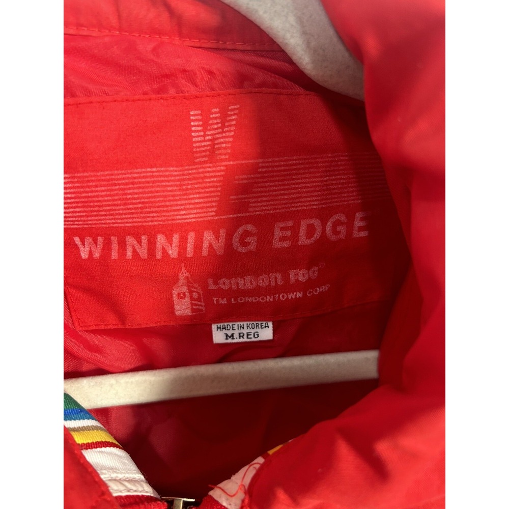Vintage London Fog Winning Edge Jacket Red Hood Cinch Waist Medium Korea - Picture 3 of 11